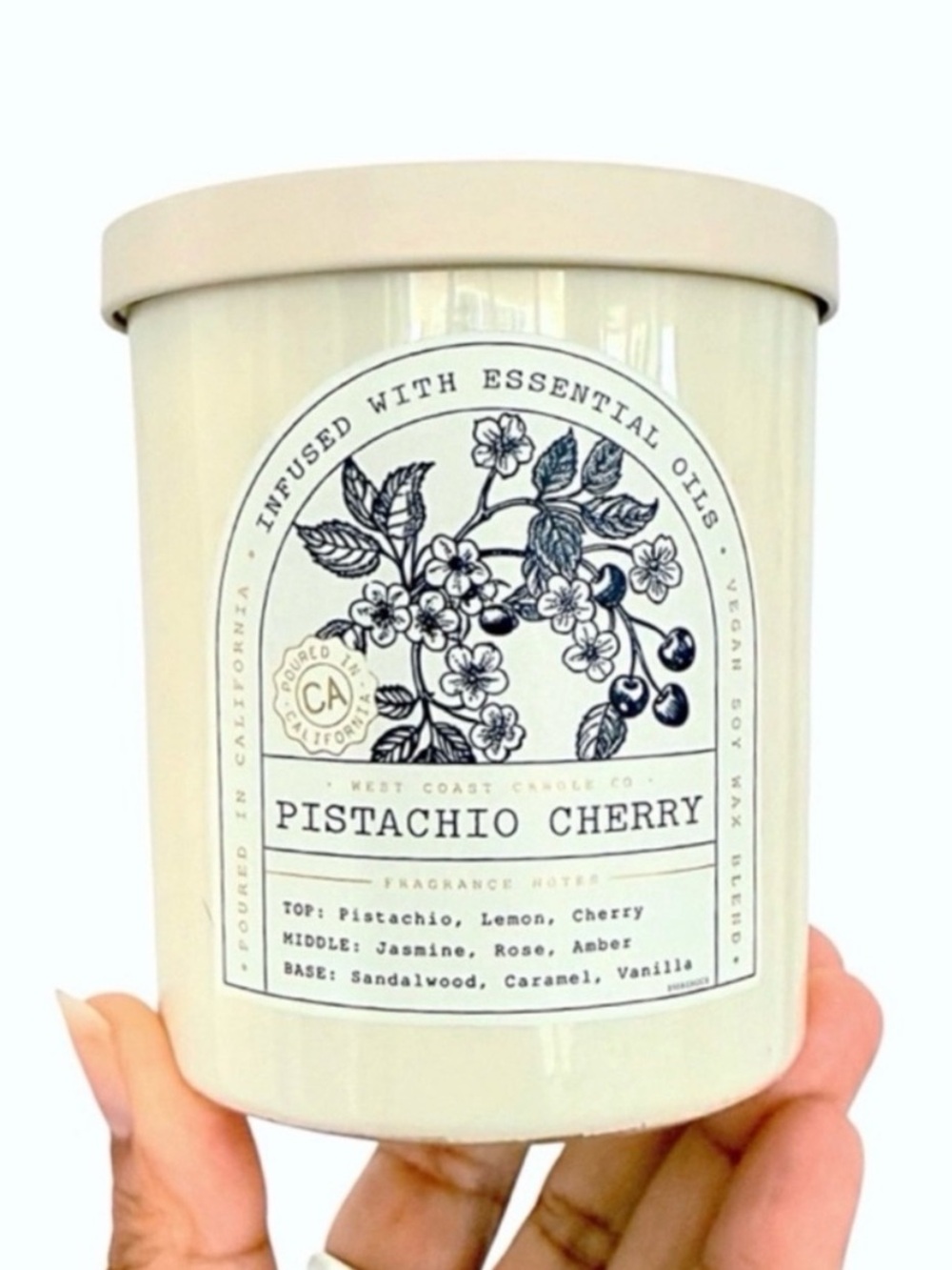 Leoben Company Pistachio Cherry Luxury Scented Candle - Cream